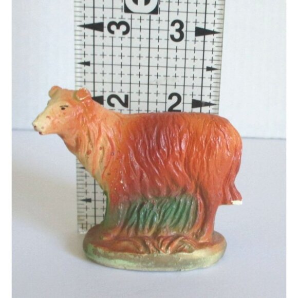 AS IS Vintage Nativity Dog Hand-Painted Chalkware Figurine - Picture 6 of 7